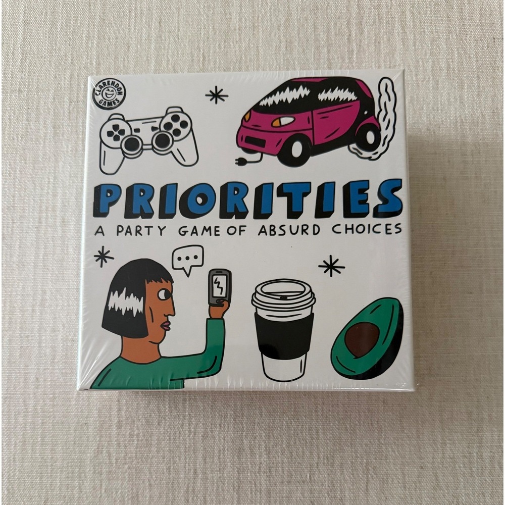 Priorities Party Game of Absurd Choices Clarendon Games New Sealed Card Game